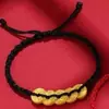 Pulseira de Dinheiro dos Cinco Imperadores Benmingnian Cordão Vermelho para Pressionar Limiar Tornozeleira para Homens e Mulheres Bronze Banhado a Ouro Pingente de Sorte com Dinheiro