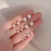 925 Agulha de Prata Moda Imitação Beads Água Doce Imitação Pérola Brincos Femininos Plana Brincos Redondos Simples Elegantes Brincos Nova Moda
