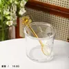 2026 Nuevo Modelo Cuchara de Vidrio con Forma de Flor Tridimensional Cuchara para Revolver Café Leche Mango Largo Cuchara Redonda de Vidrio Cuchara Colorida