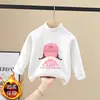Roupa de Baixo Pelúcia para Meninas Outono Inverno Novo Estilo Manga Longa Tamanhos Médio e Grande Top Infantil Camiseta Simples Estilosa