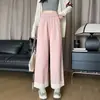 Calça de Sarja Lavada Estilo College Verão 2026 com Barra de Renda, Modelo Largo, Doce e Macia, Estilo Casual para Baixinhas, Comprimento Cropped
