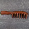 Pente de Sândalo Dourado Pente de Dentes Largos Pente Massageador para Cabelos Cacheados Cabo Longo Pente Extra Grande Massagem Capilar Pente Doméstico