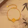 Pulsera de Trébol de Cuatro Hojas para Mujer, Nuevo Diseño de Cuentas de Transferencia Estilo Chino, Nicho, Simple, Versátil, Joyería de Alta Gama, Regalo para Novia