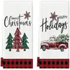 Toalla con Estampado de Árbol de Navidad de Venta Caliente Transfronteriza Toalla de Cocina Amazon Estampado Navideño
