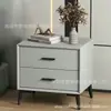 Mesita de noche de pizarra de lujo ligero con doble cajón, encimera impermeable y resistente a los arañazos, color gris para apartamentos pequeños, mueble de almacenamiento de noche con cubierta suave