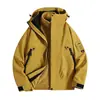 Moda ao Ar Livre para Casais Roupas de Carga Masculinas e Femininas Três em Um Forro Destacável Lã Quente Forrado com Fleece Espessado à Prova de Vento