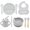 Juego de Vajilla Infantil de Amazon, Juego de Nueve Piezas para Complemento Alimenticio de Bebé, Vajilla de Silicona para Alimentar, Juego de Comida de Grado Alimenticio para Madre e Hijo