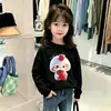 Estilo Nuevo Primavera y Otoño Talla Mediana y Grande Niños Bebé Elegante Estampado de Dibujos Animados Top 100% Algodón Puro Camiseta de Manga Larga Cuello Redondo para Niñas