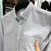Camisa de Algodão Primavera e Outono masculina bordada casual de negócios Oxford top outono e inverno roupa íntima camisa de manga longa