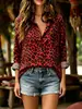 Camisa de cuello elegante transfronteriza europea y americana con estampado de leopardo, holgada, simple, a la moda, diaria, para mujer, casual, ropa de mujer