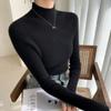 2026 Jersey de Cuello Alto Medio de Cachemira sin Costuras para Mujer Otoño e Invierno Sencillo Ajustado Versátil Suéter de Punto Base de Lana
