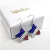 Pendientes de Estrella con Pedrería del Día de la Independencia Americana Adornos para Orejas de Estrella de Cinco Puntas Completamente Diamantados Europeos y Americanos Accesorios para Fiestas Festivas Venta al por Mayor