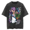 Hip-Hop Streetwear Anime Japonés Dragon Ball Estampado Camiseta Oversize para Hombre Lavada Retro Negra Camiseta Verano Casual