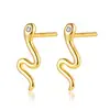Brinco de Argola Pequeno Animal Cobra Prata de Lei S925 Fivela de Orelha Vento Frio Único Pequeno Diamante Cobra Espírito Brincos de Tarraxa de Cobra