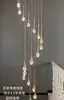 Araña de Escalera de Entrada Doble de Lujo Araña para Sala de Estar de Villa Araña de Vestíbulo Moderna Sencilla Araña Larga de Cristal para Comedor
