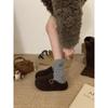 Mocassins Cinzentos Feios-Fofos para Mulheres, Sapatos Birkenstock de Pelúcia com Sola Grossa Petite e Aumento de Altura Interno de 5cm, Chinelos Peludos