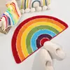 Tapete de Chão Meio Círculo Arco-Íris Estilo Ins em Falso Cashmere, Tapete de Banheiro Absorvente de Secagem Rápida, Tapete Espesso para Quarto Venda por Atacado