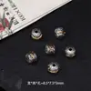 Cuentas Cuadradas Incrustadas de Dos Colores Plata de Xizang, Adornos Calados Incrustados de Turquesa Azul, Cuentas Sueltas, Accesorios para Joyería DIY