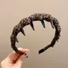 Diadema vintage estilo francés con estampado de leopardo para mujer, nuevo organizador de cabello de corona alta, pinza para el cabello envuelta en tela con dientes, accesorio para el cabello antideslizante