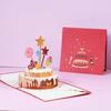 Cartão de felicitações de aniversário criativo bolo de morango 3D tridimensional para meninas namoradas colegas de classe música iluminação cartão de bênção para idosos