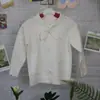 Suéter Infantil Angorá Veludo Gola Redonda Laço Tendência Marca Bordado Casual Suéter para Meninas Manga Longa Lã