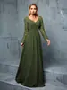 Vestido de Comércio Exterior Chiffon Manga Longa Casual Elegante Vestido de Noite Versátil Simples Feminino Emagrecedor Festa Jantar Diário