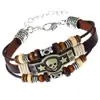 Popular Nuevo Estilo Europeo y Americano Venta Directa de Fábrica Pulsera de Cuero de Aleación de Bronce Vintage Hecha a Mano con Perlas