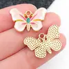 Mezcla 20 gotas de aceite simulación dos colores degradado colgante de mariposa creativo DIY accesorios para joyería con cuentas fabricantes al por mayor