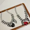 Dulce Fresca Chica Picante Amor Borla Lazo Negro Collar Femenino Nicho Único Sentido del Diseño Personalidad Cadena para Clavícula Accesorios