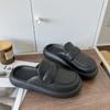 Novos chinelos de cabeça redonda e meia-calça femininos, roupa casual de verão, plano, escritório, antiderrapante, sola macia, sandálias individuais Baotou
