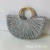 Bolso Tejido de Paja de Moda Nuevo, Bolso Tejido de Cuerda de Papel con Forma de Luna, Bolso de Mano Redondo Casual, Bolso de Paja para Playa, Bolso de Mujer