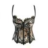 Encaje Negro Transfronterizo Sexy Hueco Tirantes Chaleco Delgado Ropa Exterior con Almohadilla para el Pecho Top Tubo Básico para Mujer