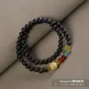 Pulsera de Doble Círculo de Madera de Águila Estilo Bodhisattva con Diseño de Boj, Loto y Jade, Adecuada para Hombres y Mujeres, Joyería Regalo de Pulsera para Parejas