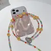 Nova Alça de Celular Transversal Urso Colorido com Contas Nova Cordão de Contas Desenho Animado Alça de Reposição para Bolsa de Cristal