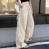 Pantalones de chándal casual de moda para mujer, nuevo estilo Otoño e Invierno 2026, de cintura alta, con ribete de encaje, fluidos, adelgazantes, deportivos, de pierna ancha