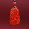 Colgante Cuadrado Ovalado Sin Patrón de Arena de Cristal de Cinabrio Crudo Colgante de Collar Chapado en Oro Regalo Venta al por Mayor Dropshipping