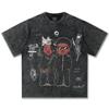 2025 Camiseta Básica Masculina Manga Curta Algodão Penteado Puro Pesado Estilo de Rua Americano Desenho Animado Personagem Hip-Hop Transfronteiriço 300g