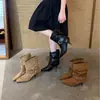 Nuevas Botas Apiladas Amigables para Personas Bajas Otoño/Invierno 2026 con Punta Cuadrada, Tacón Alto y Hebilla de Cinturón Botas de Moda de Media Pantorrilla