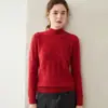 Suéter de Cachemira Jacquard para Mujer, Nuevo Otoño/Invierno Manga Larga Corto Delgado Jersey de Punto Base, Suéter Holgado para Mujer