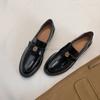 Mocassins Femininos de Couro Genuíno 2026 Estilo Novo Primavera e Outono Slip-On Estilo Britânico Sapatos Pequenos de Couro com Solas Grossas
