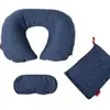 Suministro de Almohada Inflable de PVC Flocada en Forma de U Juego de Tres Piezas Almohada Inflable para Dormir de Viaje Almohada Portátil Flocada para Columna Cervical