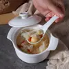 Tazón de sopa de huevo al vapor al por mayor con doble oreja y tapa resistente a altas temperaturas, tazón de sopa de cerámica para el hogar, olla de estofado, Niños Bebé cocción al vapor de agua para bebé
