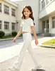 Pantalones Casuales Ligeramente Acampanados para Niñas, Pantalones Escolares Elásticos para Niños Mayores, Pantalones de Campana Estilo Europeo y Americano para Niños, Venta al por Mayor Transfronteriza
