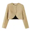 Para Comércio Exterior Transfronteiriço Europeu e Americano Roupas Femininas, Estilo de Verão Mais Vendido no Aliexpress Jaqueta Curta Versátil Dourada de Tweed