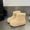 Botines cortos de lana de cordero para mujer, con plantilla interior que aumenta la altura, suela plana, suela gruesa, botas de nieve, forro de felpa, engrosados para abrigar, y antideslizantes, zapatos cortos de algodón para mujer