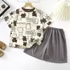 Traje de verano de manga corta para niños Conjunto de dos piezas estilo western para bebé Traje de casa para niños Soporte para una pieza de cabello