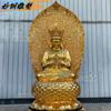 Estatuas de Buda Huayan Tres Santos hechas a medida, Estatuas de Templo, Buda Vairocana Pintado Todo de Cobre, Estatua de Buda Mahavairocana