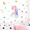 FanXi Nuevos Adhesivos de Pared de Acuarela Amor de Luna Unicornio para Habitación de Bebé Niña Decorativos Adhesivo de PVC FX64101