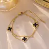 Pulsera Antidescolorante 2024 Nueva Moda Japonesa y Coreana Pulseras de Acero de Titanio de Lujo Ligero Fabricante Venta al por Mayor