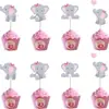 Topper para Pastel de Elefante Bebé Globo Dumbo Revelación de Género Fiesta de Baby Shower Decoración de Pastel Topper